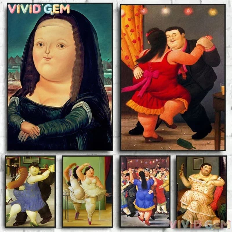 VIVID GEM Fernando Botero Art Fat Person 5D DIY Diamond Painting Couple Dancing Full Square Round Drill Mosaic Embroidery Home