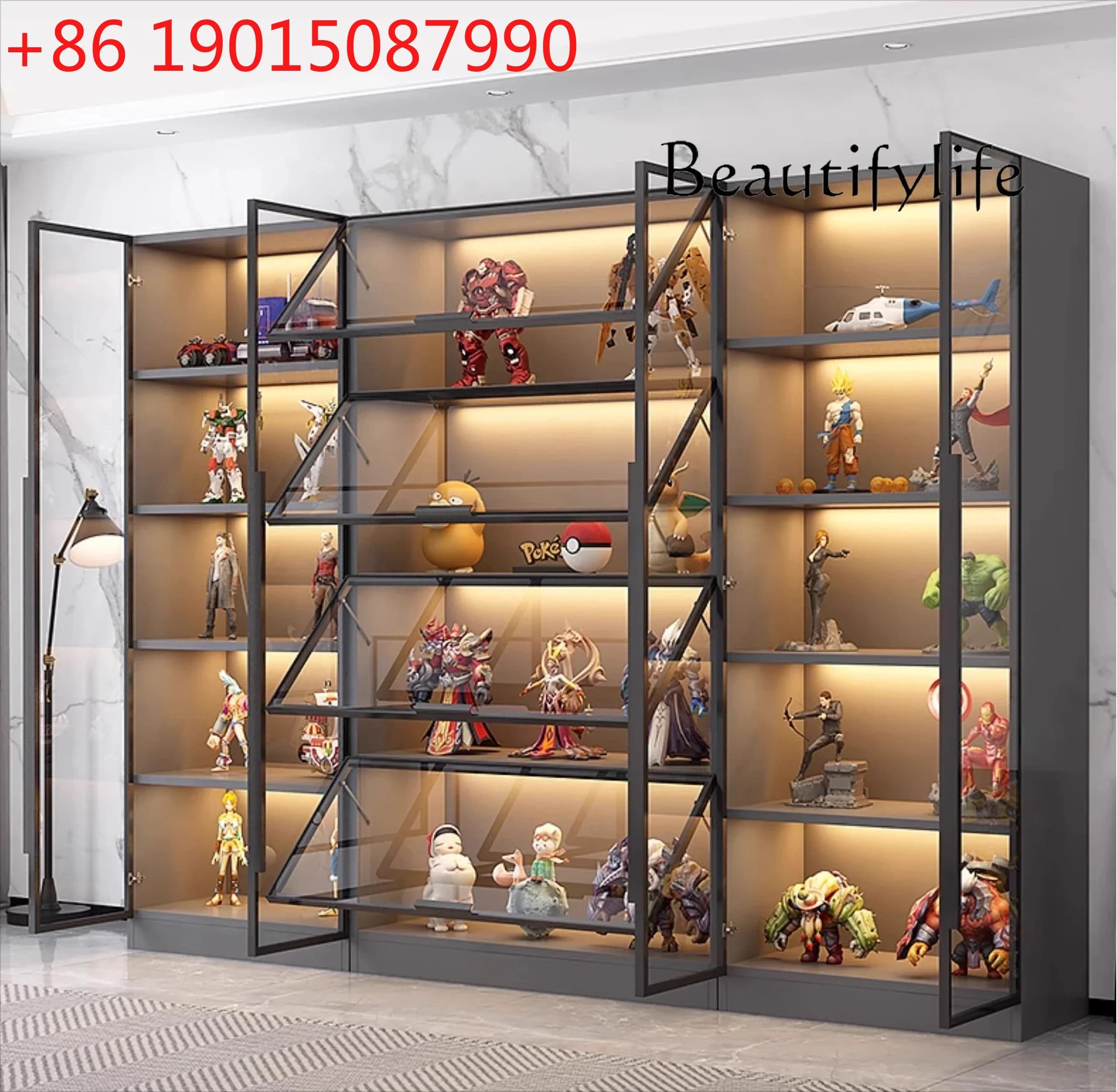 Vetrina Espositiva con Porta in Vetro, Mobile Contenitore per Prodotti, Libreria, Cantinetta Vini, Espositore per Modellini e Ornamenti, Design Moderno