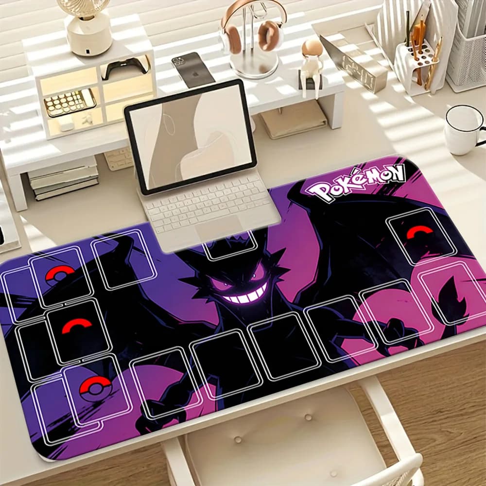 Tappetino per mouse da gioco grande Pokemon Hydreigon Purple Silhouette Art, fantastico tappetino da scrivania anime, tappetino per tastiera esteso antiscivolo per giocatori