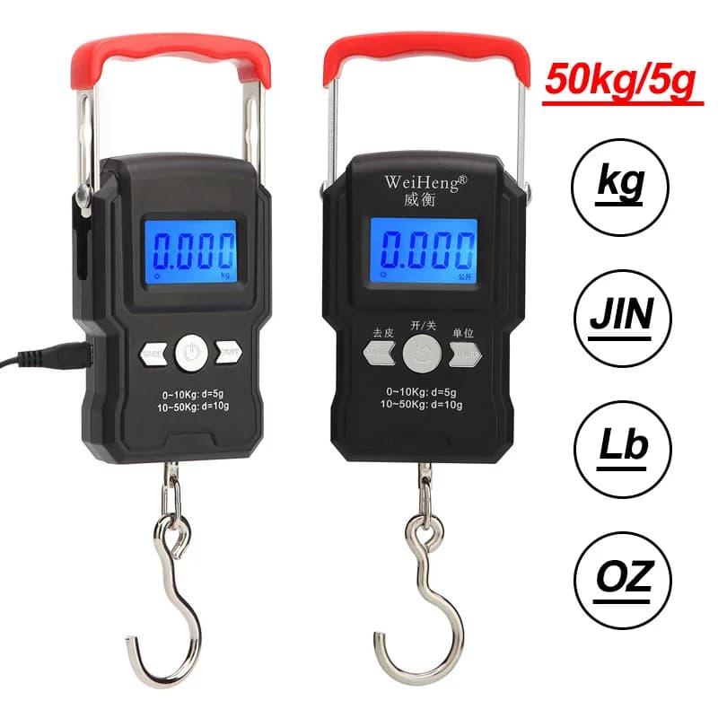 Portable Budget with Hanging Hook 50Kg/5g Digital LCD Display Mini Portable Electronic Balance Travel Bag Budget for Fishing