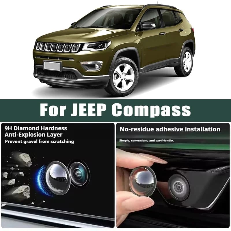 Car Camera Lens Protector 2PCS Rear View Camera Cover 360° Protection Anti Scratch Waterproof For JEEP Compass