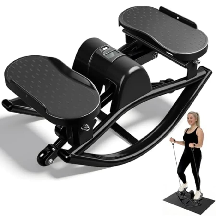 Rock Stepper side stepper with low impact, silent, for exercises at home with resistance bands and anti-slip mat