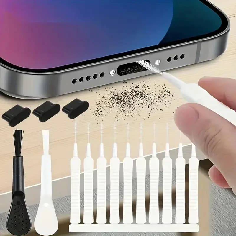 10 piece cell phone cleaning brush set, multipurpose tool for dust removal, charging port, speaker, microphone and headphone jack