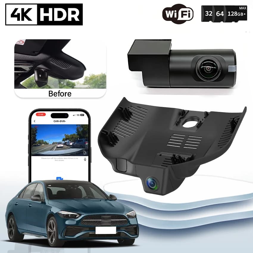 Telecamera UHD 4K 2160P Plug and Play per Mercedes-Benz Classe C W206 S206 C200 C300 2022 2023, Dash Cam, Registratore Video per Auto, DVR