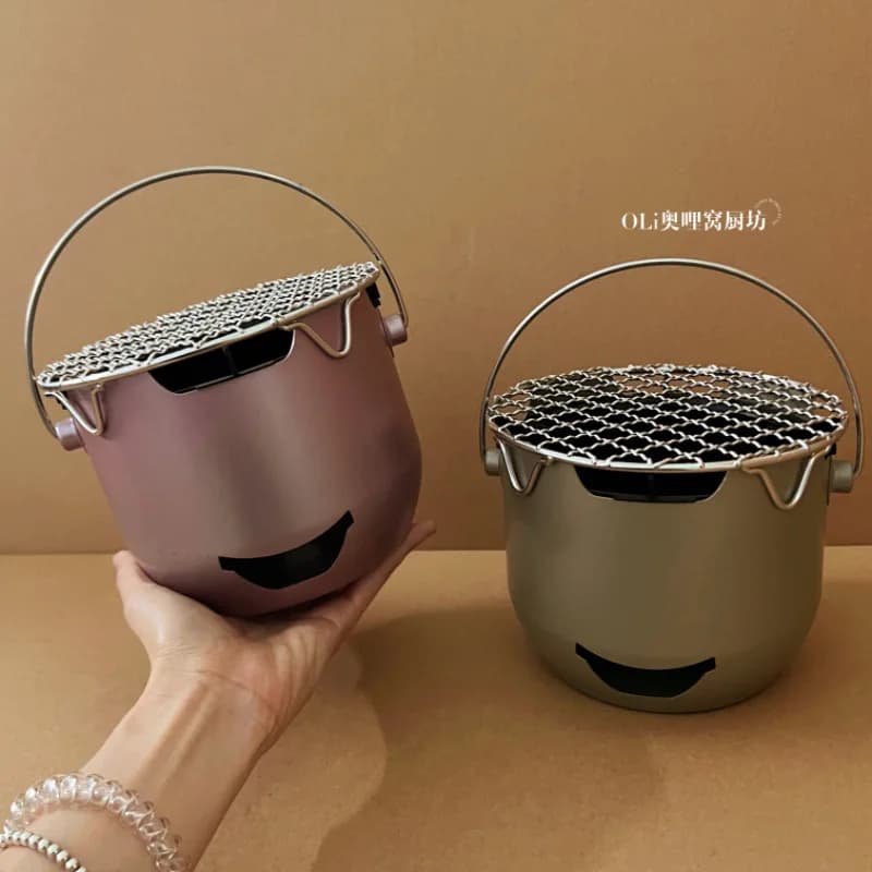Portable Mini Stove Outdoor Camping BBQ Grill 304 Stainless Steel Mesh Tabletop Fire Pit for Tea‑boiling Picnic Backyard Cooking