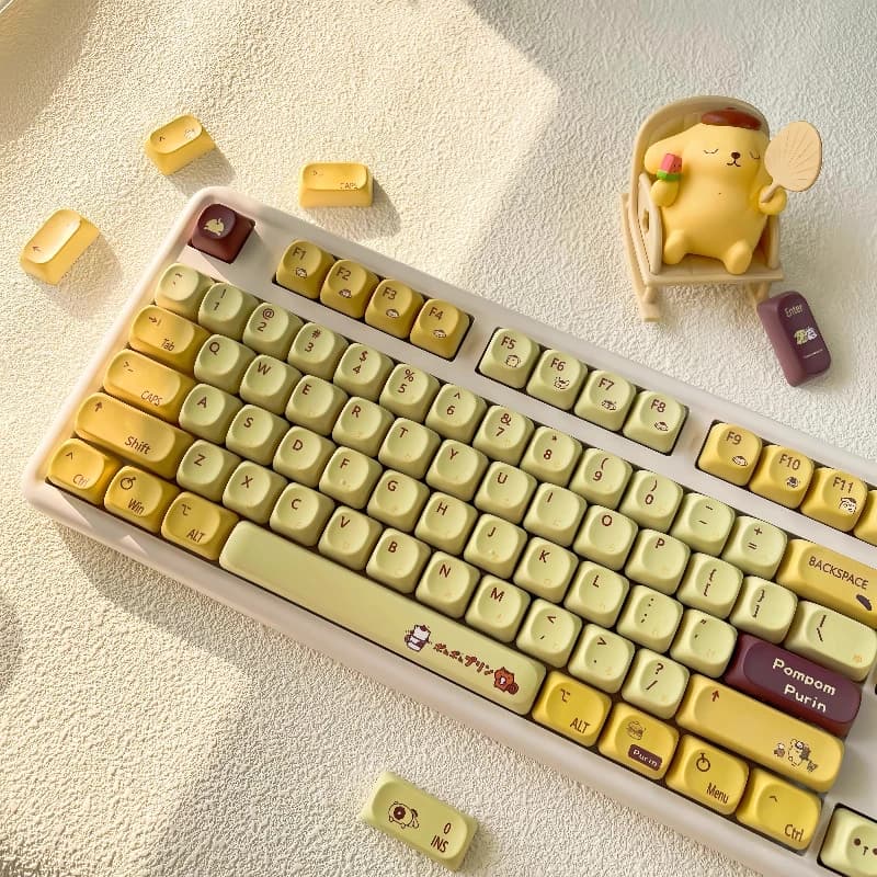 Set di Keycap PomPomPurin per Tastiera Meccanica da Gaming, Accessori con Tema Anime Cartoon, Keycap PBT con Sublimazione a Cinque Lati