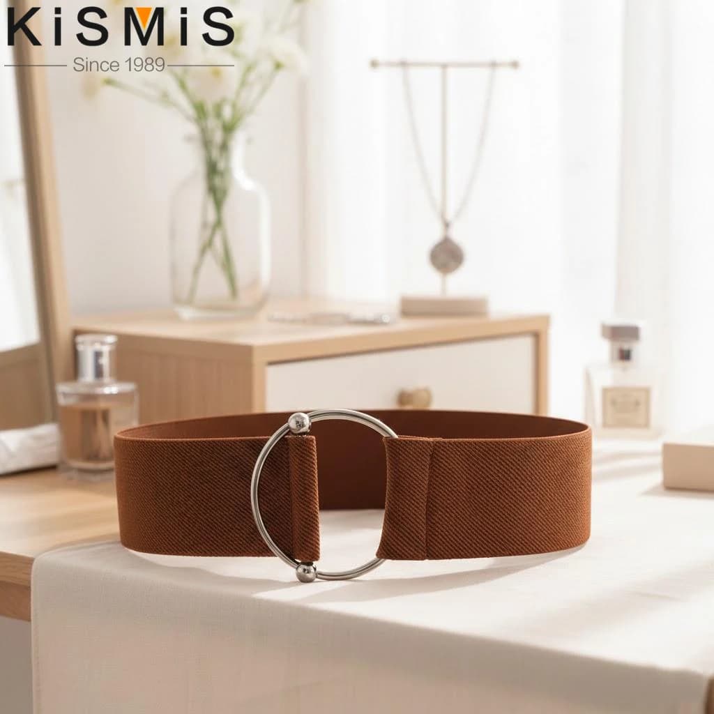 Cintura Elastica da Donna alla Moda con Fibbia Rotonda Larga, Accessorio Decorativo per Gonne, Vestiti e Maglioni