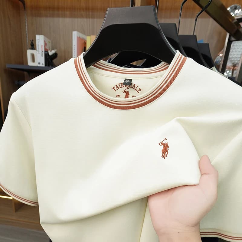 T-shirt a maniche corte di cotone di alta gamma uomo moda marchio di lusso vendita calda pony ricamo estate confortevole traspirabile casual golf collo rotondo uomo