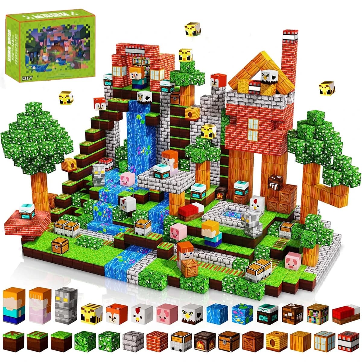 Magnetic Building Block Bricks Toy Mine Stacking World Model Set DIY STEM Montessori Educational Toys Kids Gifts for Boy Girls