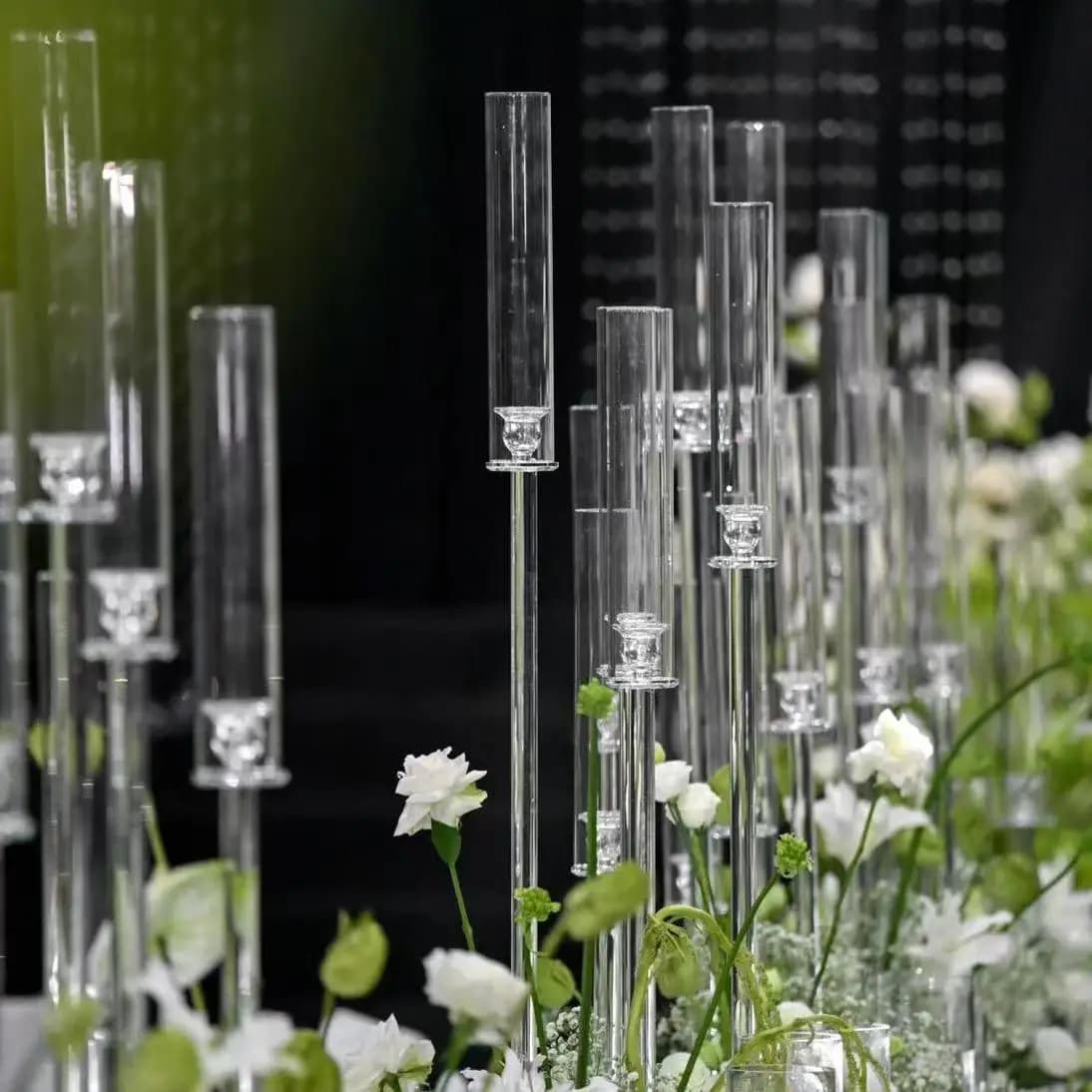 Wedding props transparent acrylic 15-head backgammon candlestick Korean crystal wedding hotel main table flower device