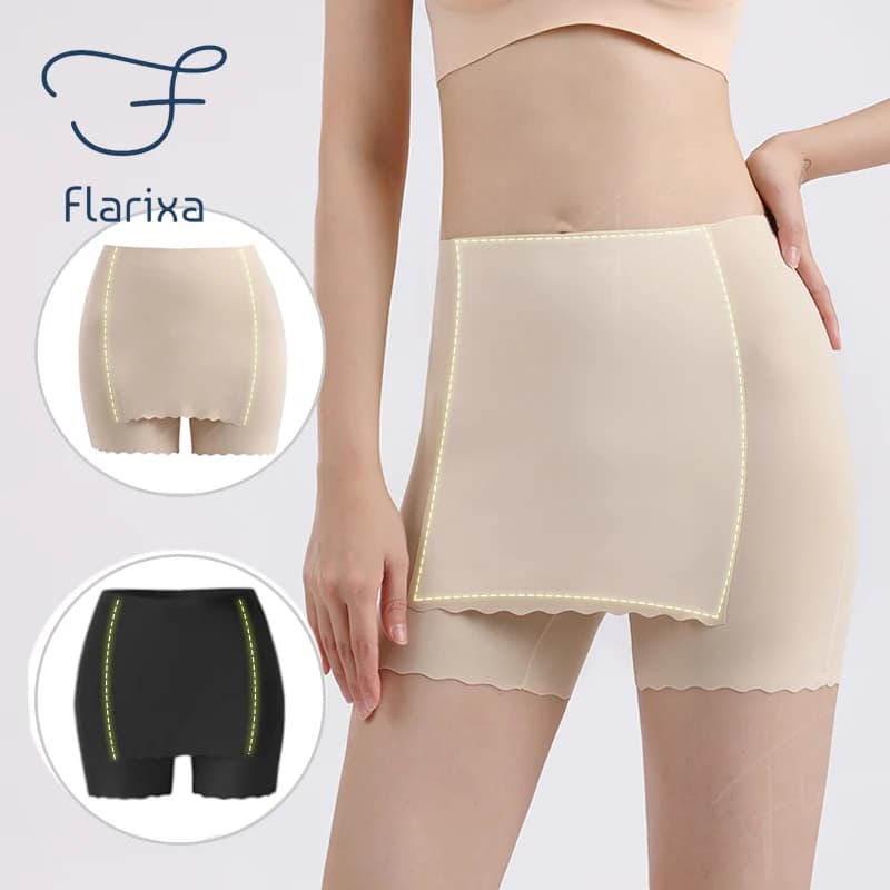Flarixa pantaloni di sicurezza senza cuciture donna pantaloncini con cavallo anteriore a doppio strato sotto le gonne mutande protettive pantaloncini Anti sfregamento