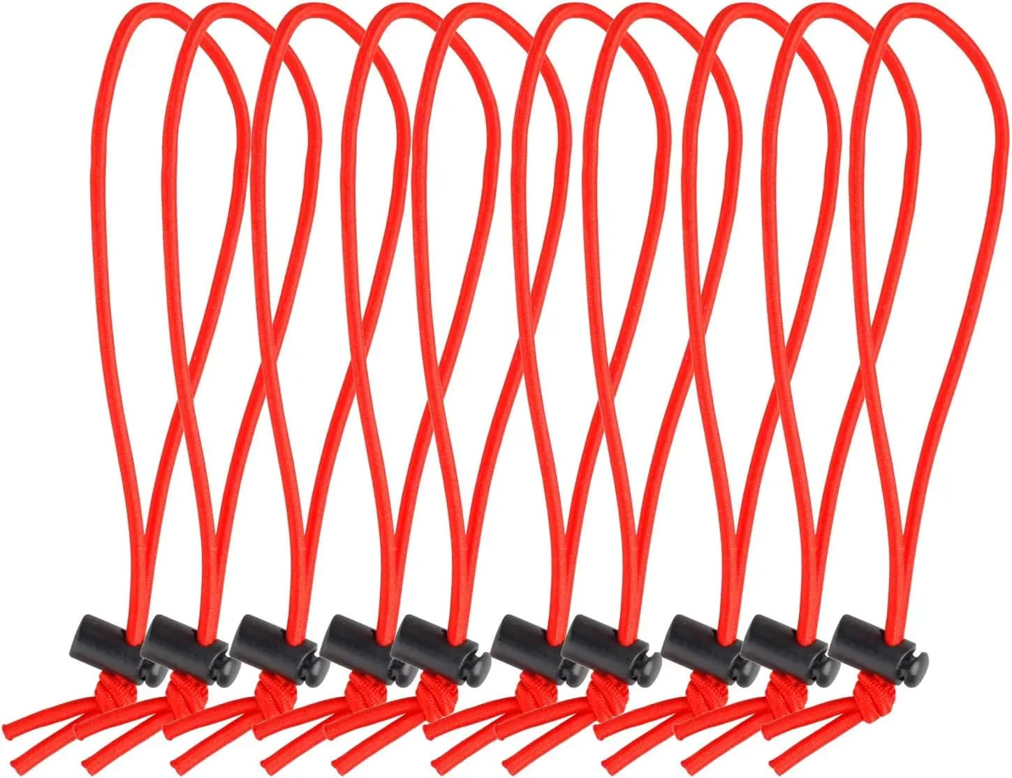 Corde elastiche da 6 pollici, fascette regolabili, riutilizzabili - Rosso (confezione da 10)