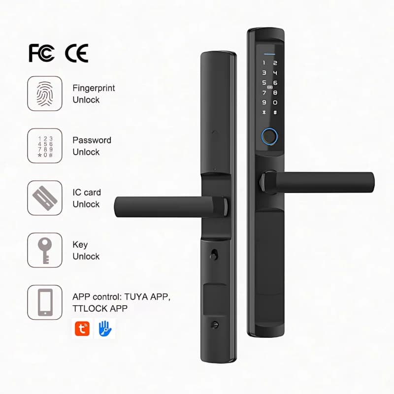 F2 Smart Door Lock for Narrow Doors Waterproof & Sun-Resistant Compatible with Tuya Smart or TTlock