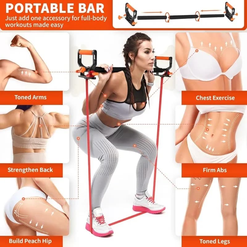 Set di fasce di resistenza a 4 livelli con manici - Fasce regolabili per allenamento a casa per allenamento di forza, yoga, pilates e fitness