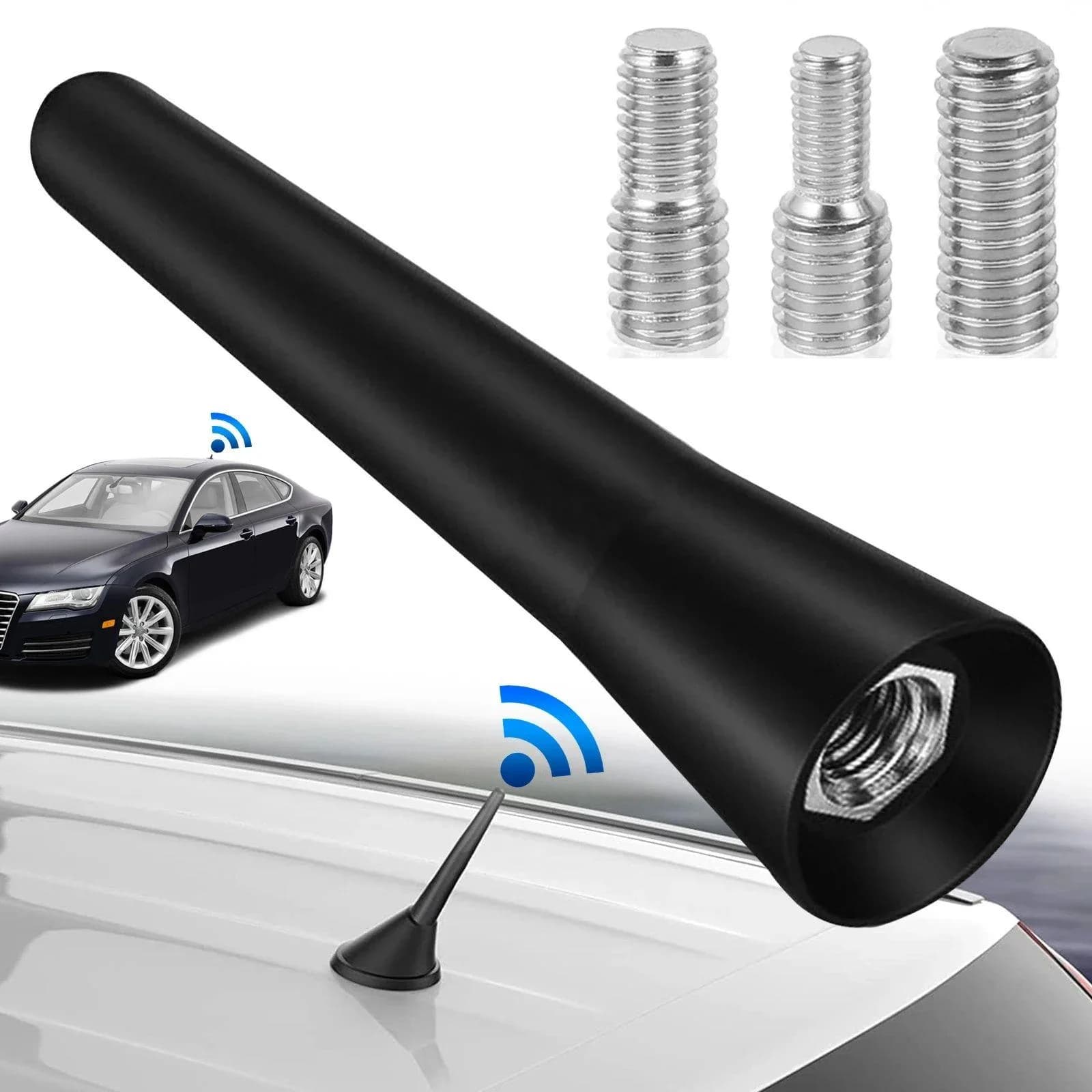 FM AM DAB Black Universal Car Radio antenna 6,5 cm with Screws, Mini Front Corta for Auto Accessories