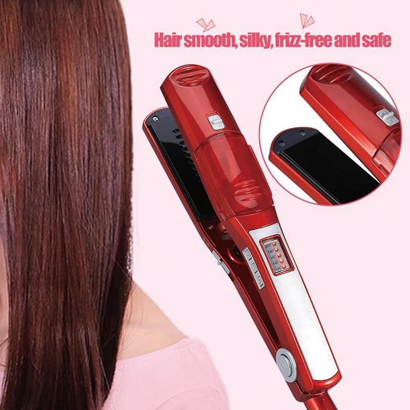 Two-in-one steam straightening device - brush steam flat iron - perfect protection for hair straightening device