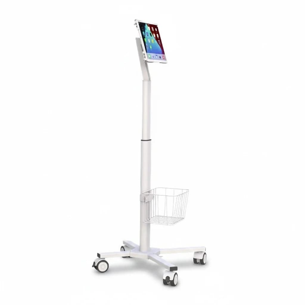 Carrello Workstation Medicale, Supporto per Tablet PC in Metallo con Molla a Gas Regolabile, Carrello Mobile VESA per Ospedale, Clinica, Ufficio