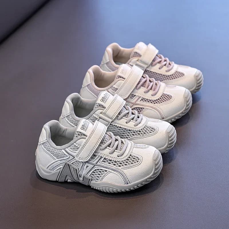 Two-tone Design Kids Sneakers Boys Girls Elastic Collar Sports Shoes Deep Grain Anti-slip Sole Comfort Footwear for Play Walking