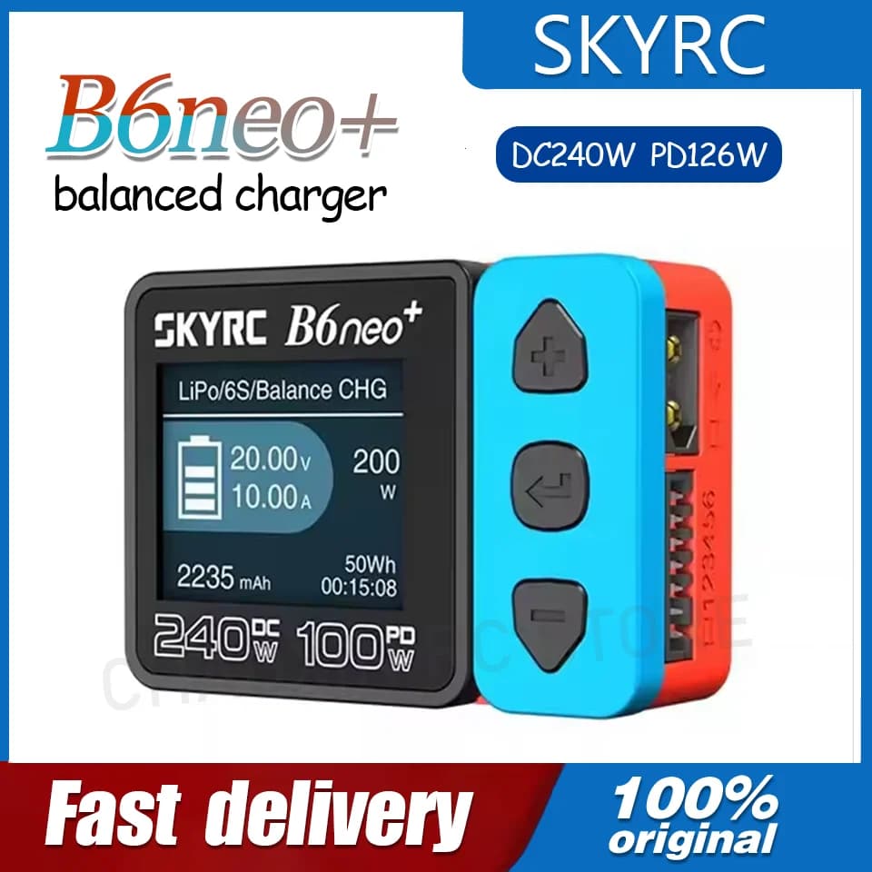 Caricabatterie intelligente bilanciato SkyRC B6neo+DC240W PD126W per batterie al litio di aeromodelli FPV e drone da cross
