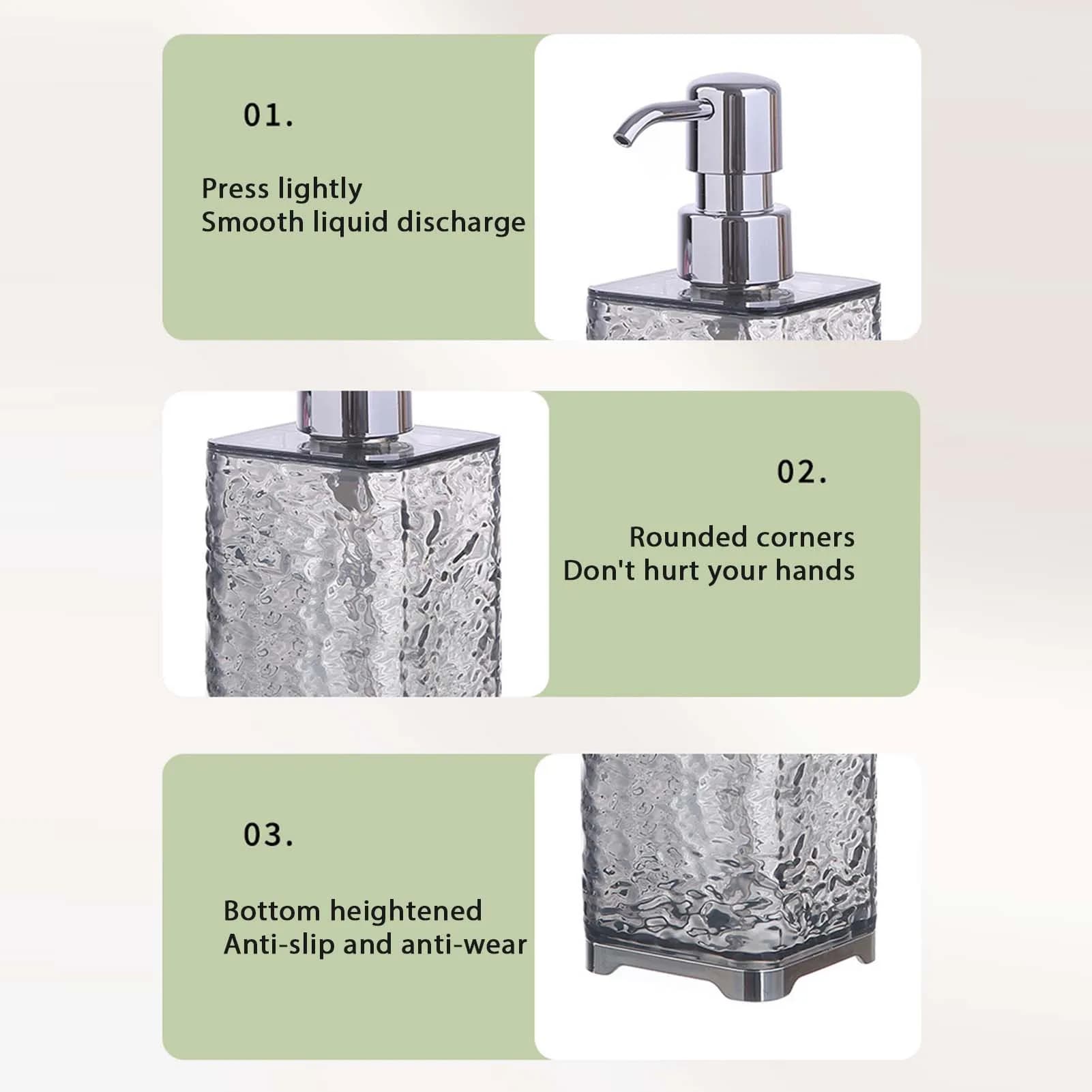 Dispenser di sapone da bagno di lusso Dispenser riutilizzabile con pompa a mano Bottiglia trasparente per gel doccia Bottiglia vuota Contenitore per liquidi