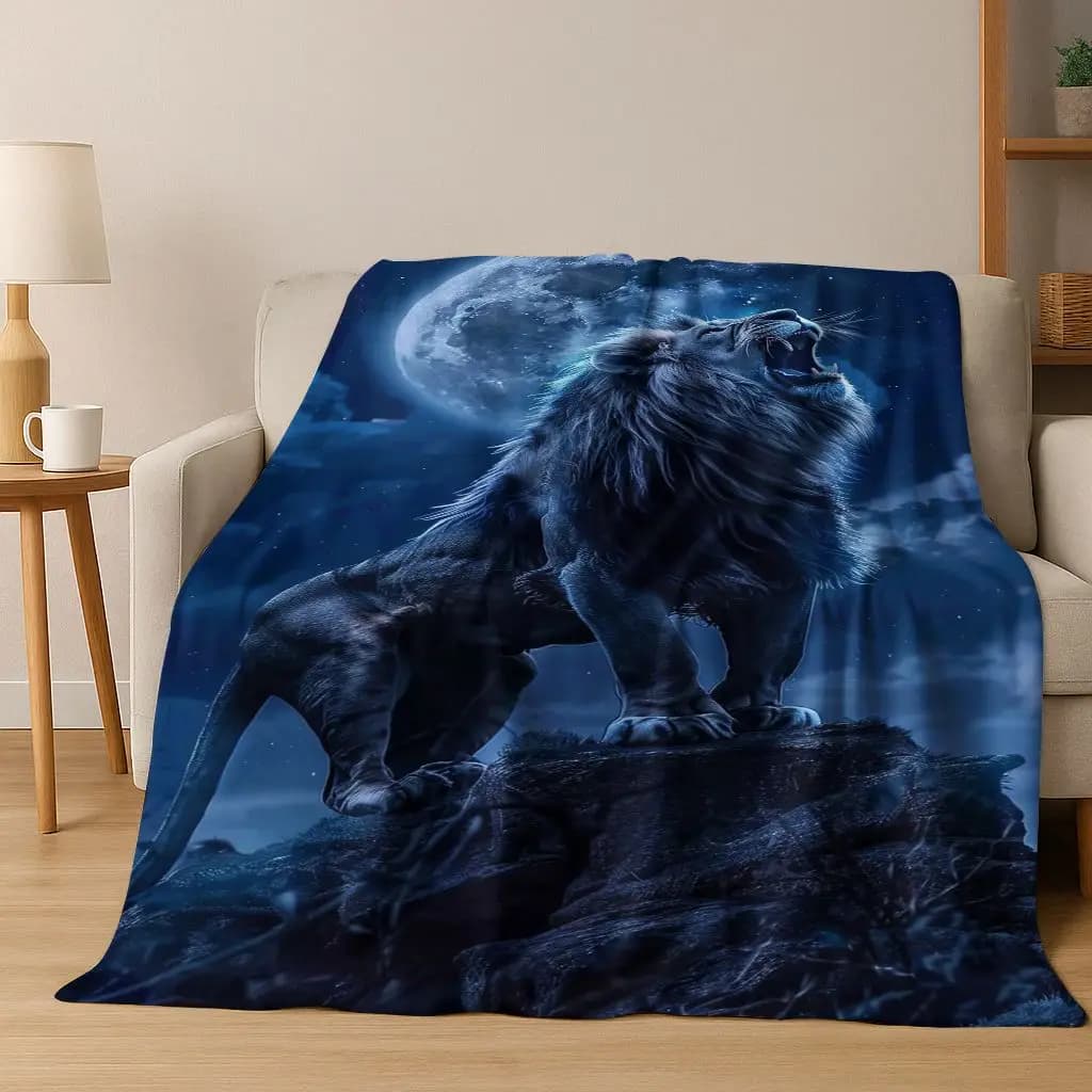 26 Style Wild Animal Lion Beast Cartoon Flannel Blanket,Warm Cozy Soft Throw Blanket for Home Bedroom Bed Sofa Picnic Cover Kids