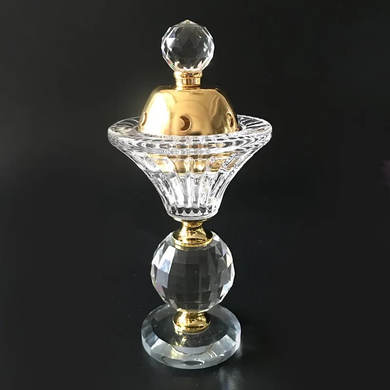 Bruciatore di incenso di cristallo Artigianato di cristallo creativo portatile Decorazione per auto Bruciatori di metallo Bruciatore di incenso arabo Decorazione domestica