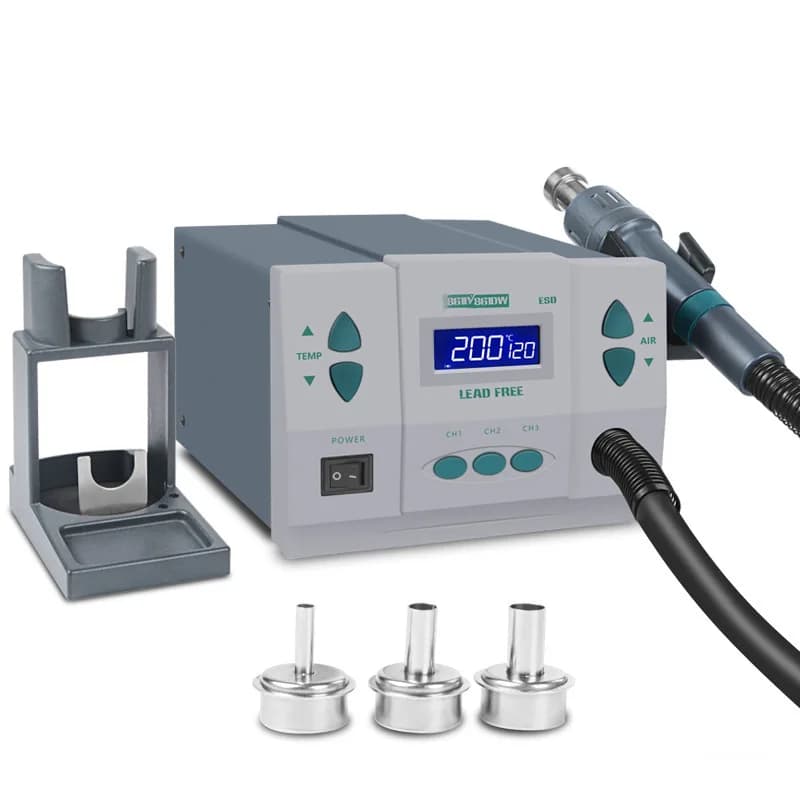 1000W220/110V 861DW Pistola di calore Stazione di saldatura ad aria calda senza piombo Stazione di rilavorazione della temperatura del microcomputer + 3 ugelli