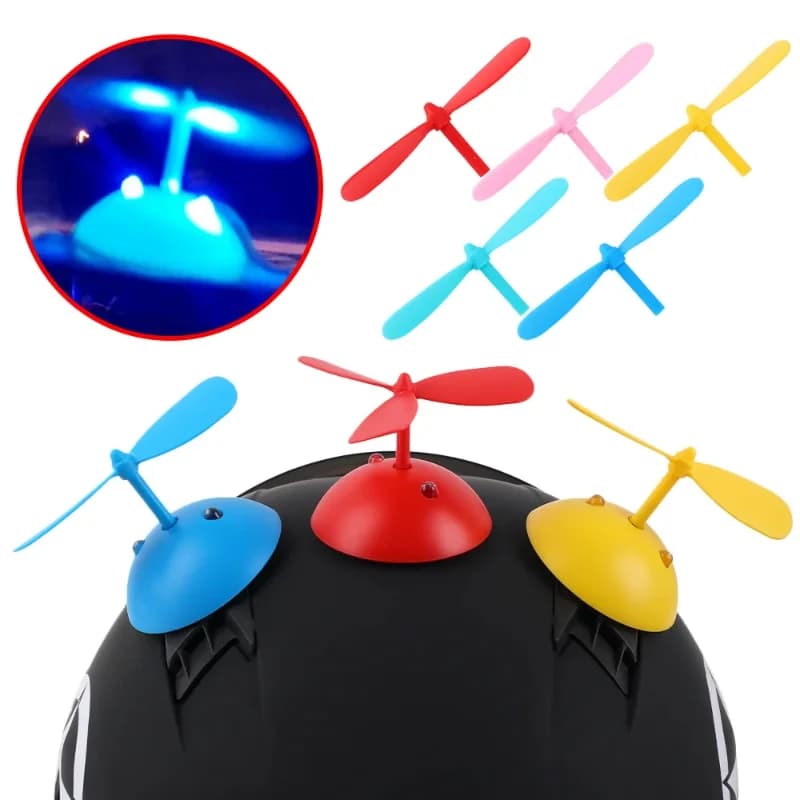 Light decoration for bike helmet with bamboo dragonfly, wind energy, electric vehicle, bike guide, light night helmet accessories