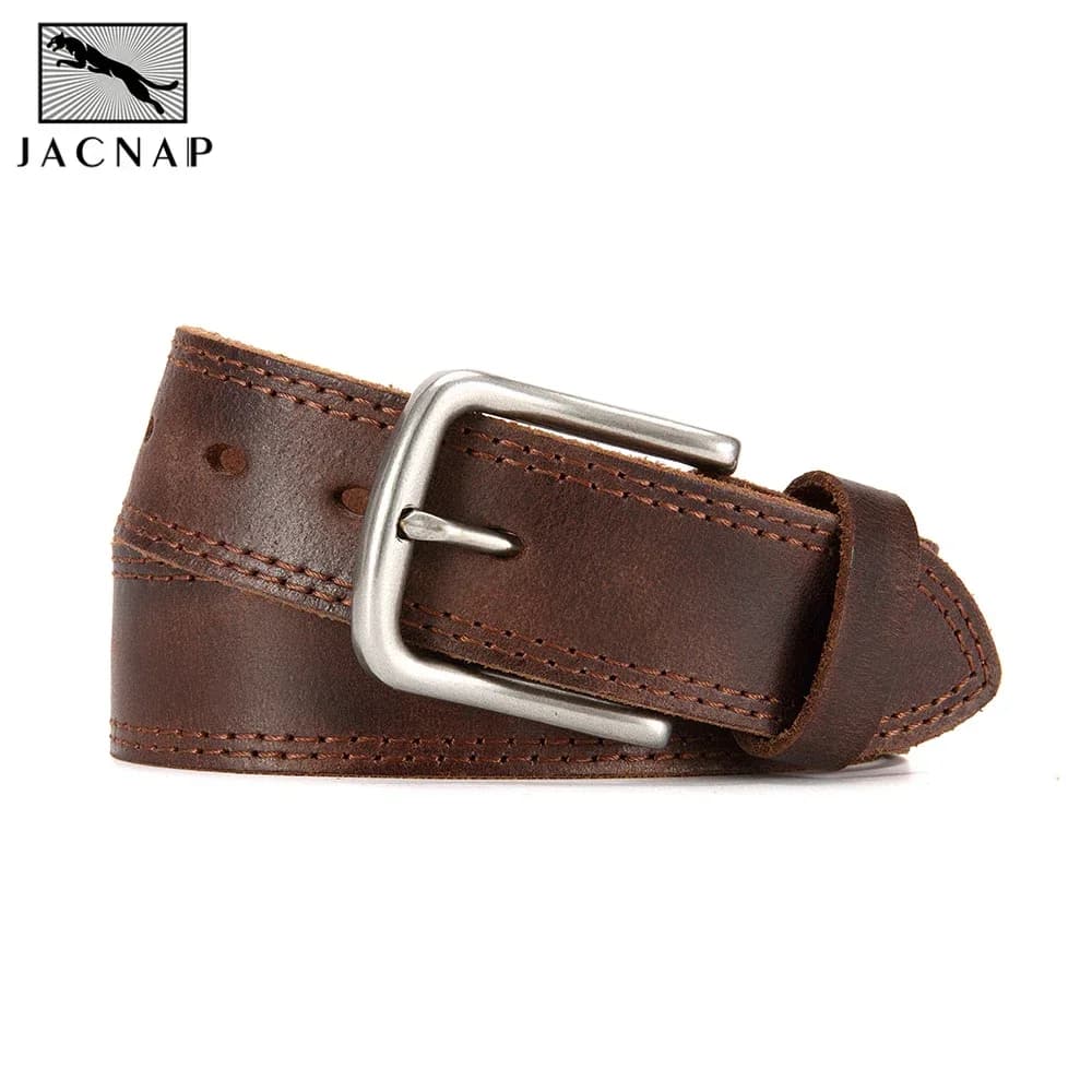Genuine Leather For Men's High Quality Buckle Jeans Cowskin Casual Belts Business Cowboy Waistband Male Fashion Designer 115 125