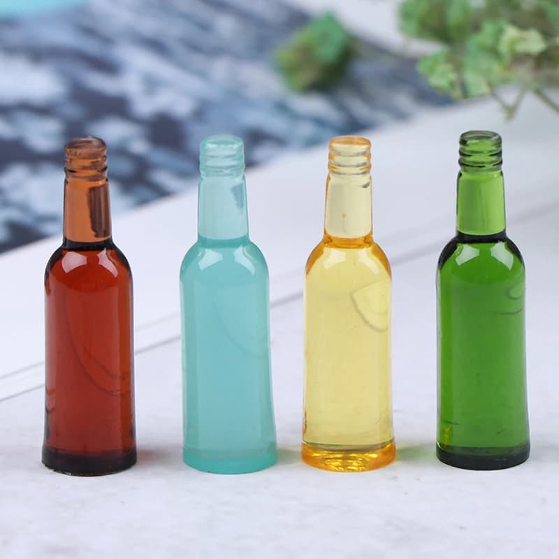 6 Pezzi Bottiglie in Miniatura 1:12 per Casa delle Bambole, Accessori da Cucina per Bambini, Gioco Creativo