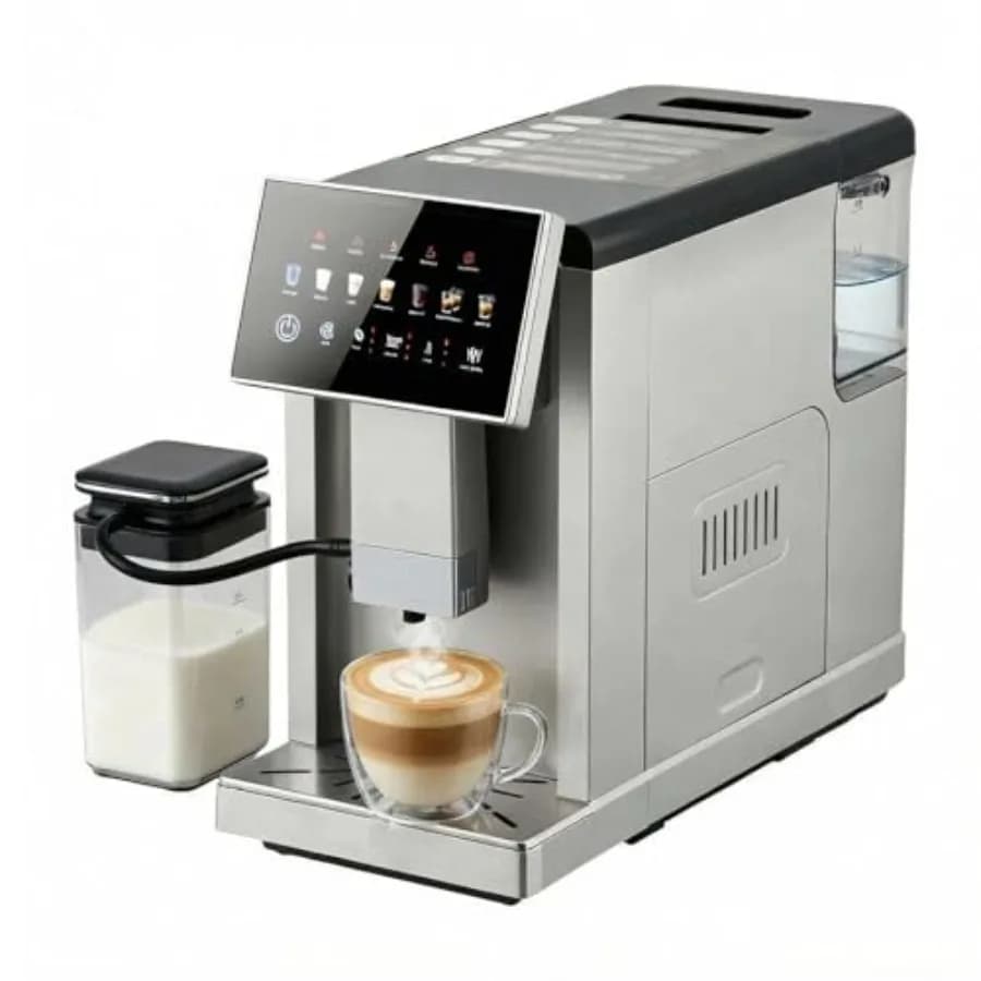 Macchina da Caffè Espresso Superautomatica con Macinacaffè Integrato, Montalatte, 20 Bar, Doppia Caldaia, per 7 Bevande, Autopulente