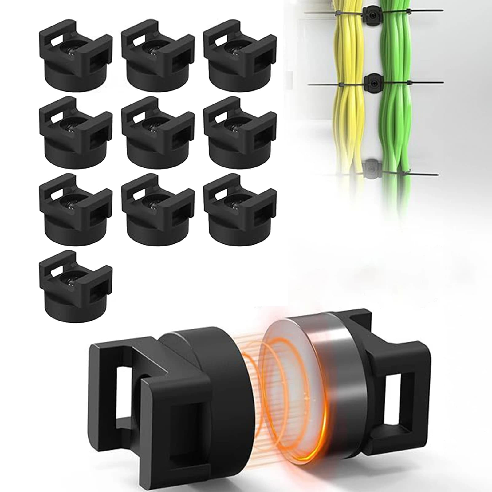 Supporto multiuso in nylon con chiusura magnetica per la gestione dei cavi, resistente e riutilizzabile
