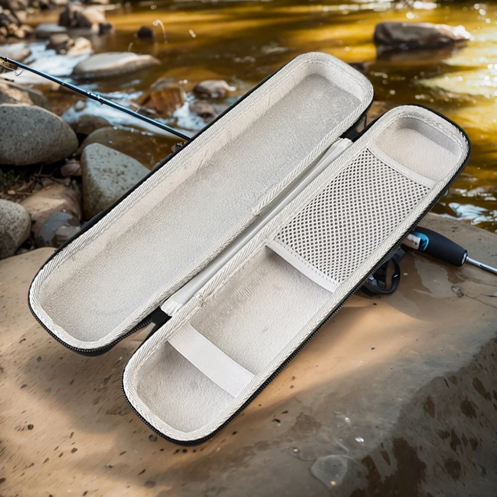 Borsa Rigida per Canne da Pesca, Custodia per Canne e Mulinelli, Scatola Porta Attrezzatura da Pesca, Organizzatore per Accessori da Pesca