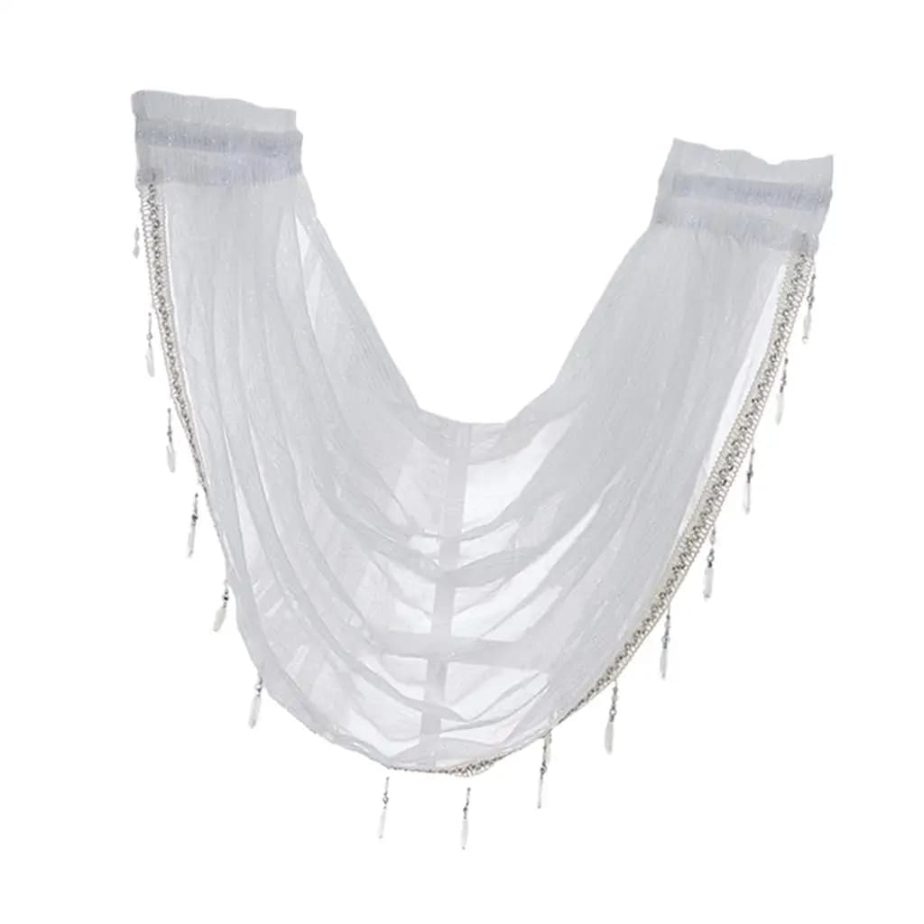 Elegant Glitter Polyester Embroidered Curtain Valance Short Window Tiers Decorative Sheer for Cafe Studio Living Room