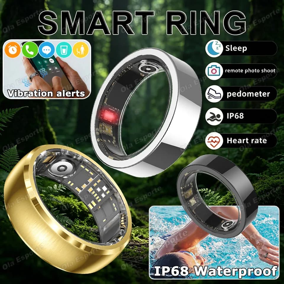 Intelligent Ring with Vibration Memo, Waterproof, Health Monitoring, Cardiaca and Sleep Frequency, Message notifications, Alarm clock