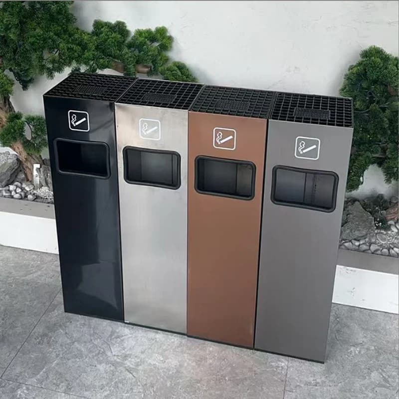 High-quality stainless steel outdoor trash can vertical storage bin for park waste management paper basket style