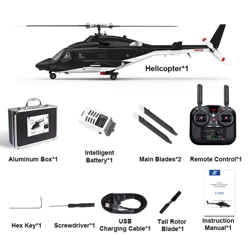 Eachine E188S AirWolf 2.4G 9CH 6G GPS Localizzazione del flusso ottico LiDAR TOF Mantenimento dell'altitudine Doppio motore brushless RC Elicottero RTF