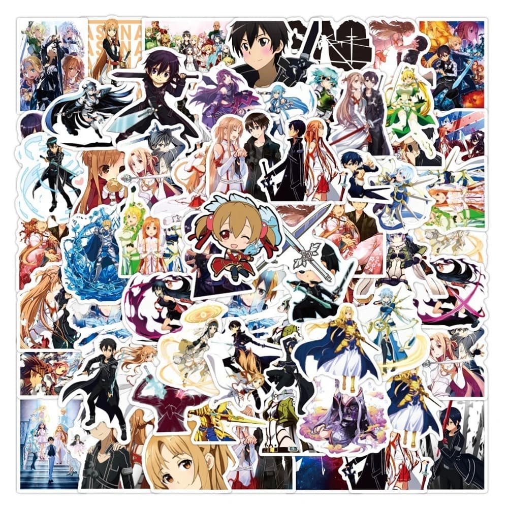1 Confezione di Adesivi Anime Sword Art Online, Action Figure di Kirigaya Kazuto e Yuki Asuna, Modelli Decorativi, Regalo per Bambini