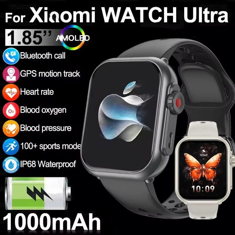 Nuovo Smartwatch Ultra K62 2026 con Batteria da 1000mAh, Display AMOLED, Monitoraggio Frequenza Cardiaca, 100+ Sport, Chiamate Bluetooth HD, Impermeabile IP67 per Uomo e Donna
