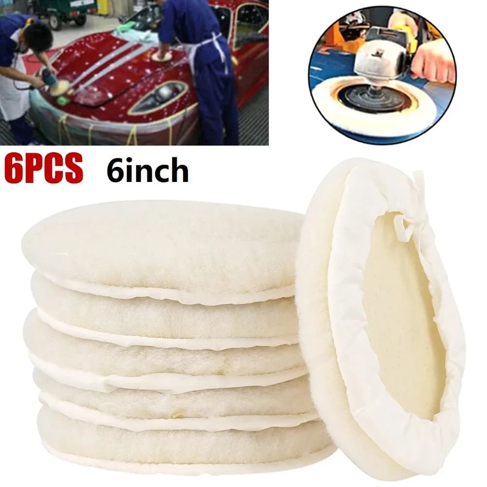 6 pz 6 pollici auto agnello lana cofano lucidatura cuscinetto ruota tampone lucidatura lucidatrice Pad 6 " / 150 Mm tamponi di lucidatura per mobili in legno