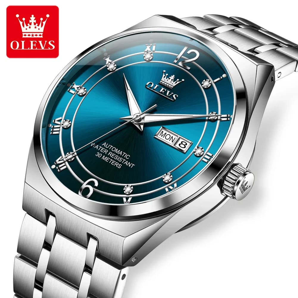OLEVS Orologi da uomo alla moda Trend Classic Orologio meccanico automatico originale per uomo Orologio da polso con data settimanale luminoso impermeabile