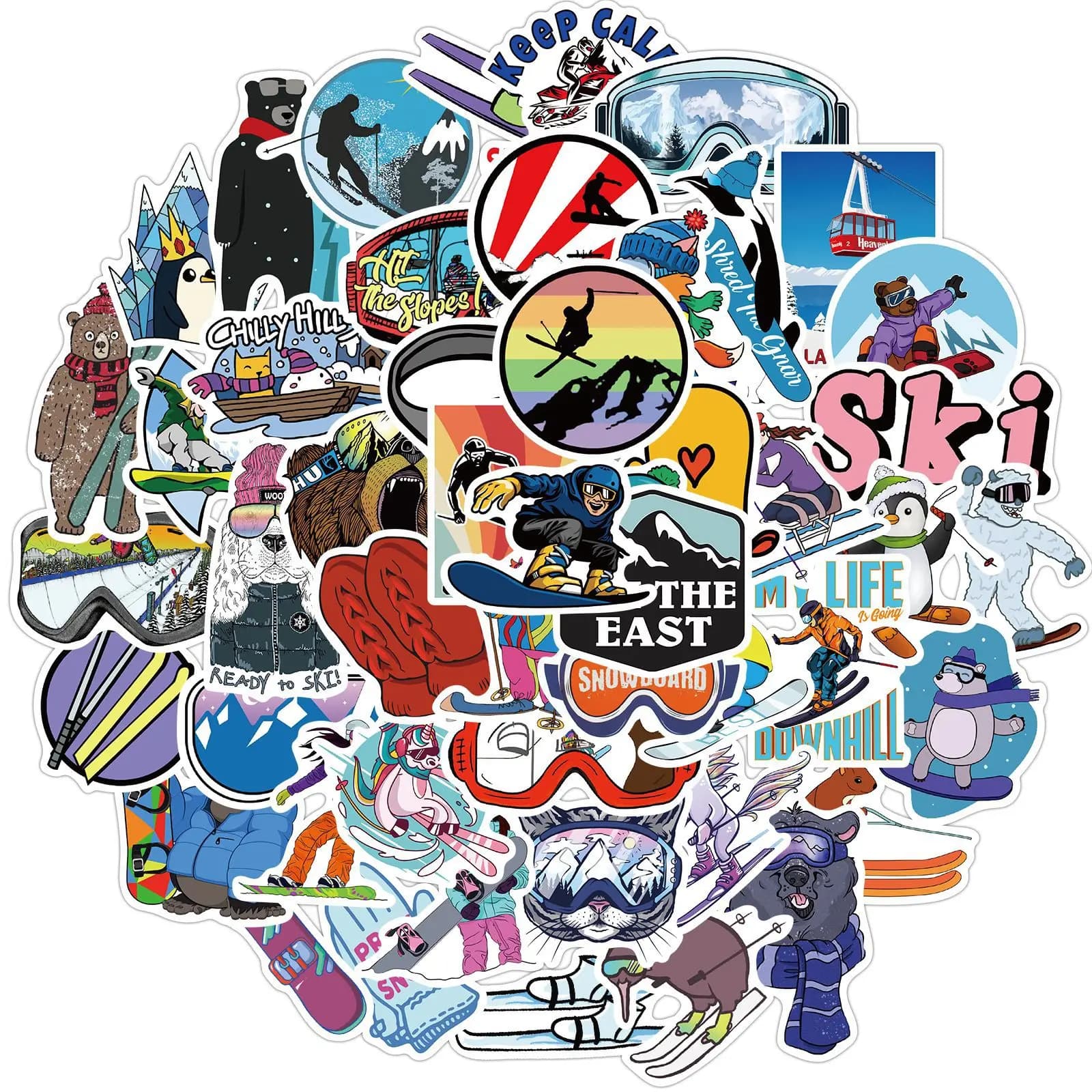 10/30/50 pezzi adesivo da sci inverno sport all'aria aperta graffiti adesivi cartoni animati per snowboard skateboard casco auto valigia portatile