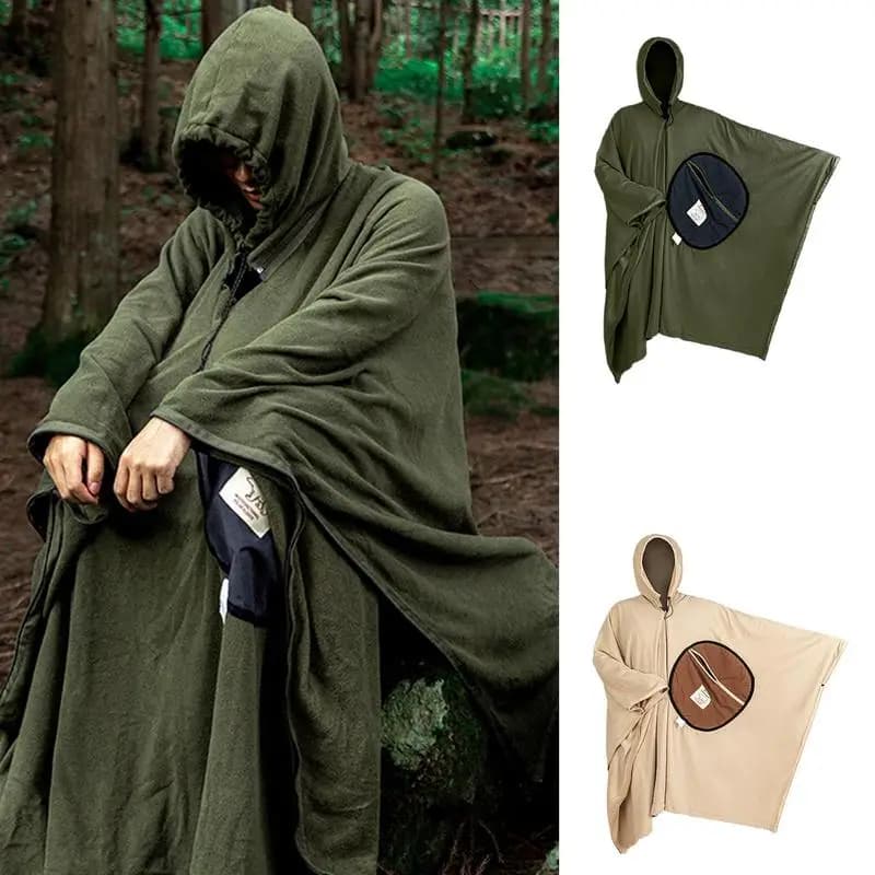 Camping poncho Sleeping bag Rocker Fleece Wearable Sandbag Heater Hooded poncho Sandbag Covered Camping accessory