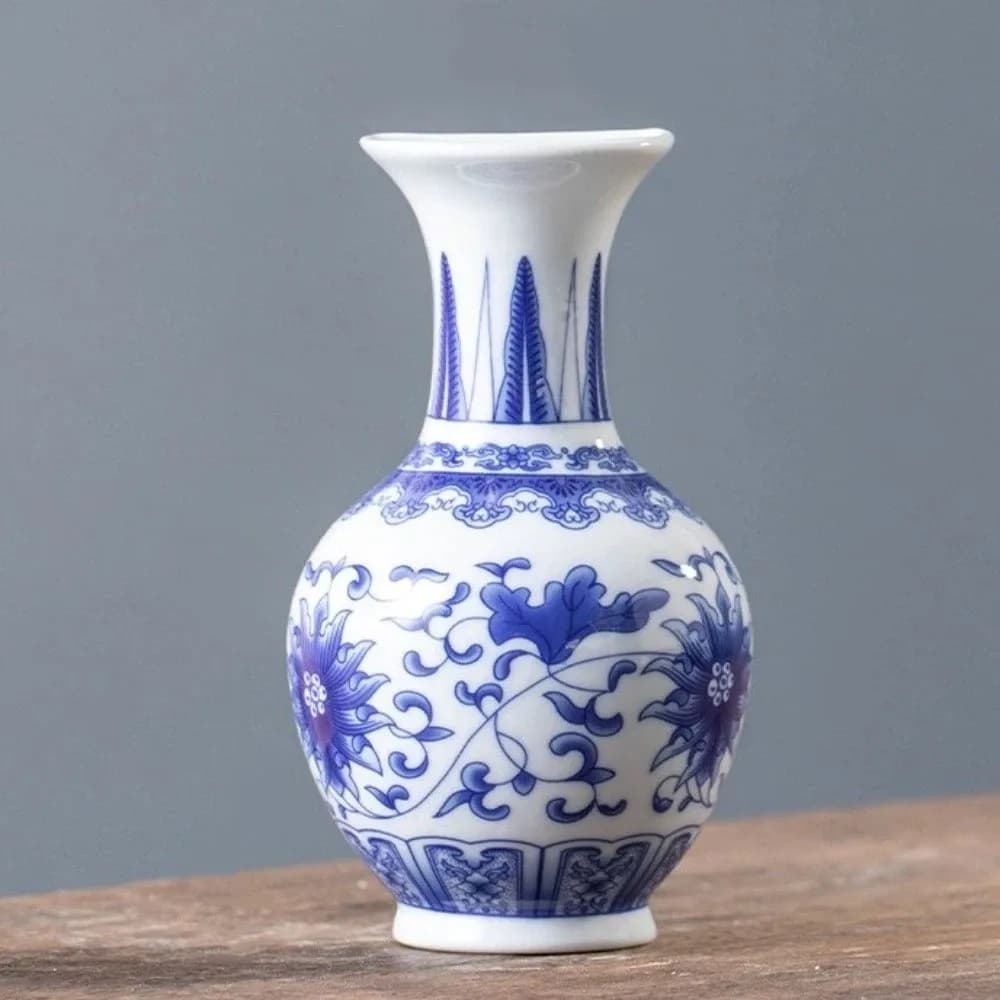 Antique Blue White Porcelain Wall Hanging Ceramic Vase Handmade Decorative Hydroponic Vase Plant Pot Home Decoration