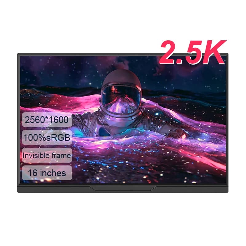Monitor Portatile 16 Pollici 2.5K 1200P 100% sRGB 16:10 con Luce Blu Ridotta per Xbox PS4/5 Switch Cellulare PC Laptop Display Esterno