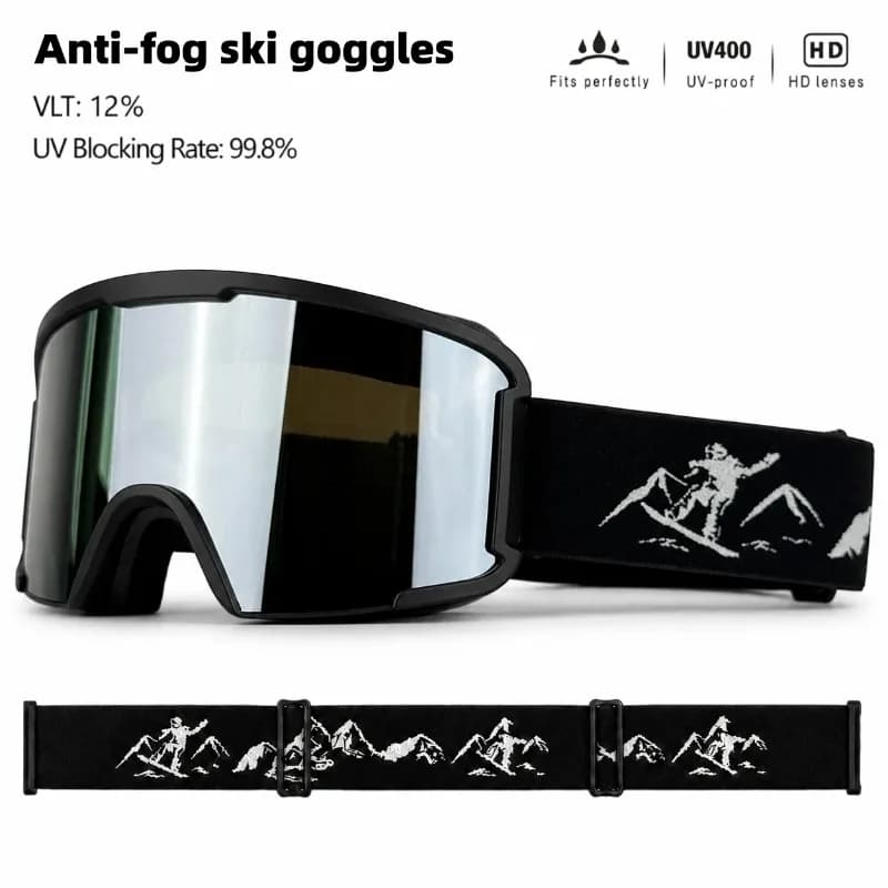New Unisex Ski & Mountaineering Goggles, HD Anti-Fog Lens, Wind & Dust Proof, Anti-UV Adult Eyewear for Skiing & Outdoor Sports
