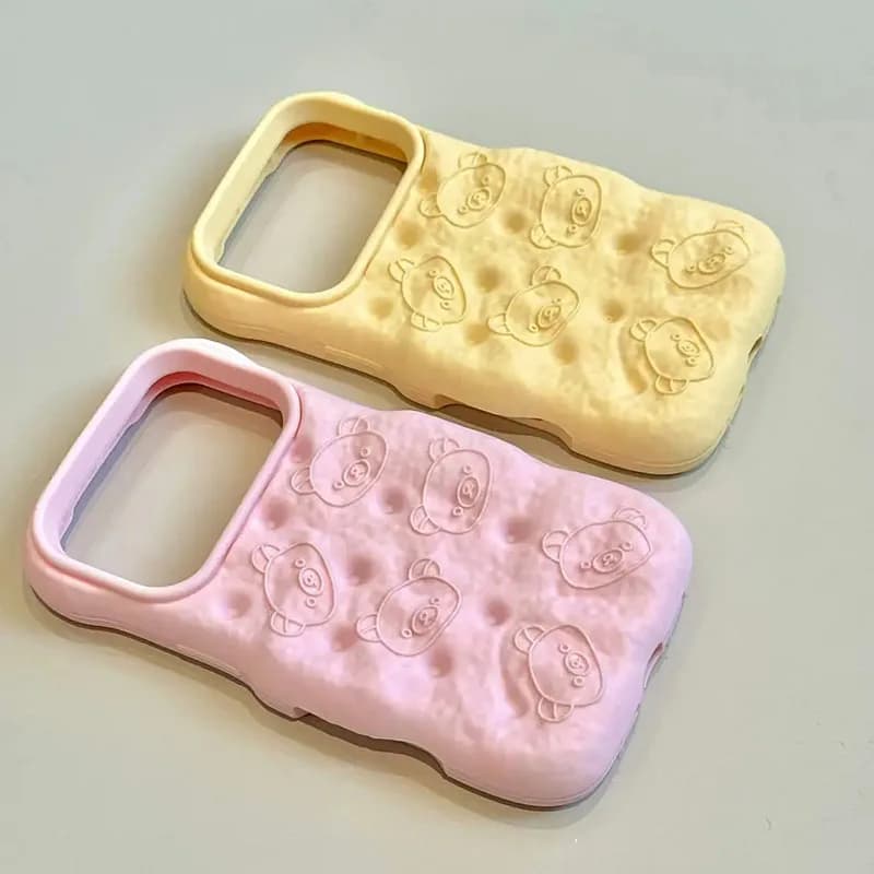 Per iPhone 17 16 15 14 13 Pro Max – Custodia Morbida in Silicone 3D Effetto Rilassante a Forma di Biscotto con Linee Carine