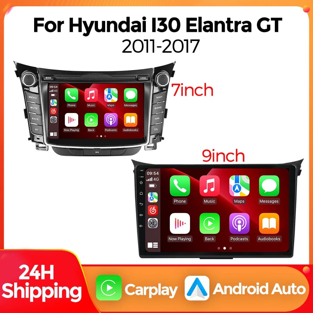 MEKEDE 7'' 9'' Autoradio con Carplay e Android Auto per Hyundai i30 Elantra GT 2011 - 2017, Lettore Multimediale per Auto con BT