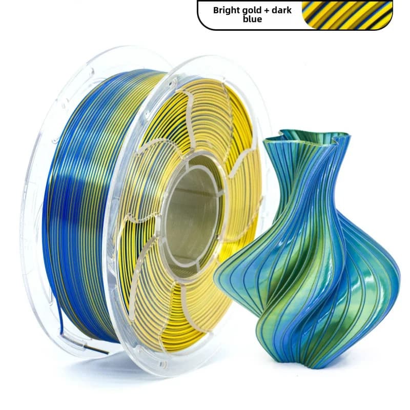 Silk PLA 3D Printer Filament, Dual Color Gold & Blue, 1KG Spool