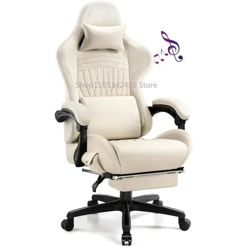 Sedia da Gaming con Poggiapiedi e Altoparlanti Bluetooth, Sedia da Computer Reclinabile con Braccioli Collegabili per Casa e Ufficio, per Adulti